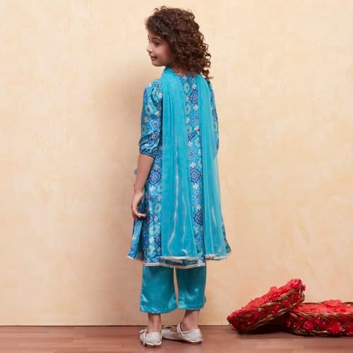 Biba Girls Turquoise Polyester Flared Suit Set_6-7 Year - Image 4