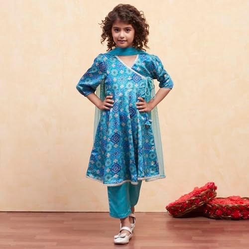 Biba Girls Turquoise Polyester Flared Suit Set_6-7 Year - Image 5