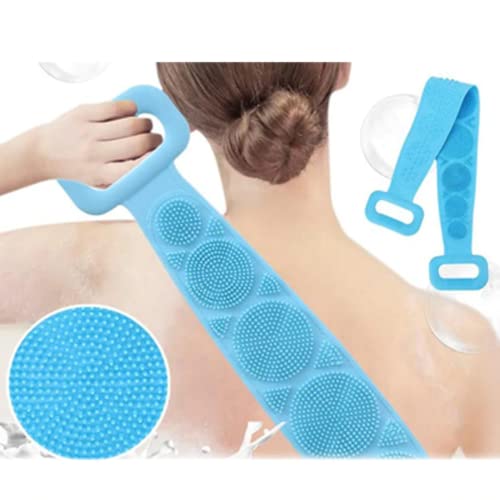 Suzec Silicone Body Back Scrubber, Double Side Bathing Brush for Skin Deep Cleaning Massage, Dead Skin Removal Exfoliating Belt for Shower, Easy to Clean,Body Brush for Bathing - Image 3
