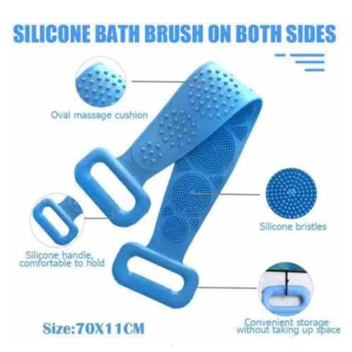 Suzec Silicone Body Back Scrubber, Double Side Bathing Brush for Skin Deep Cleaning Massage, Dead Skin Removal Exfoliating Belt for Shower, Easy to Clean,Body Brush for Bathing - Image 2