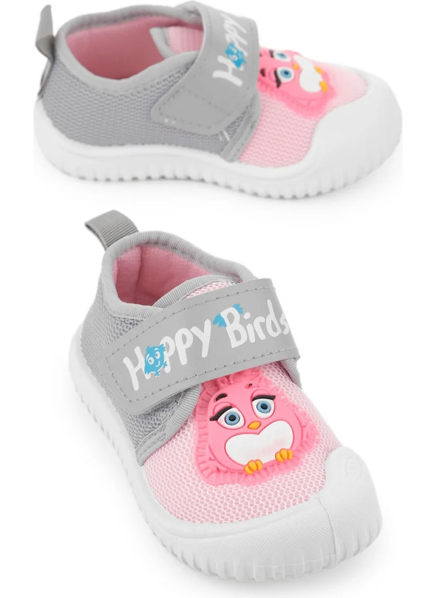 Gezer Summer Linen Baby Girl Happy Birds Velcro Adjustable Shoes