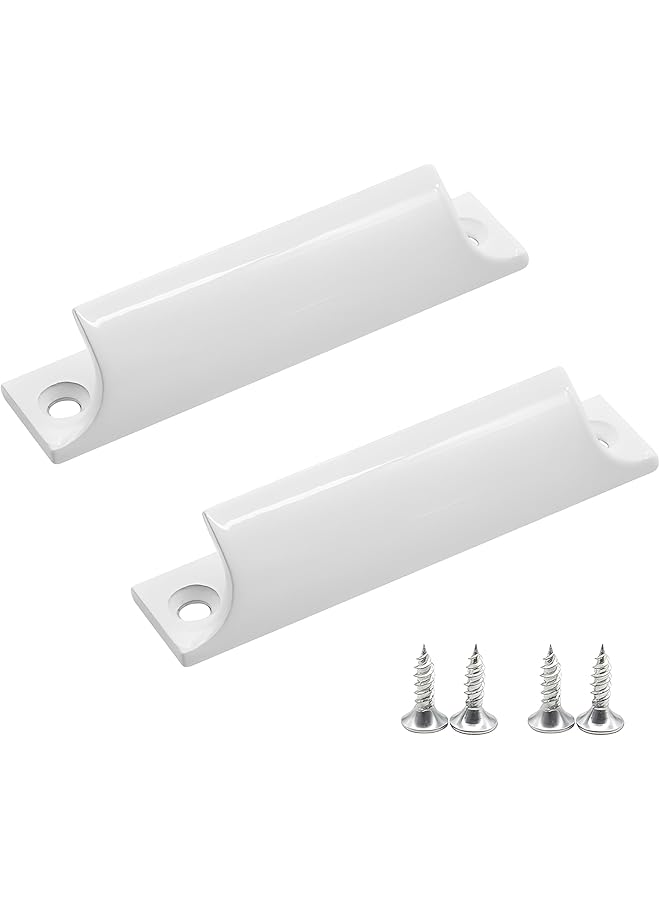 S-TOP 2pcs Aluminum Alloy Door Handles, White Metal Modern Pull Handles for Balcony, Windows & Interior Doors, Stylish and Durable Design, Easy Installation, Ideal for Home & Office Use - Image 1
