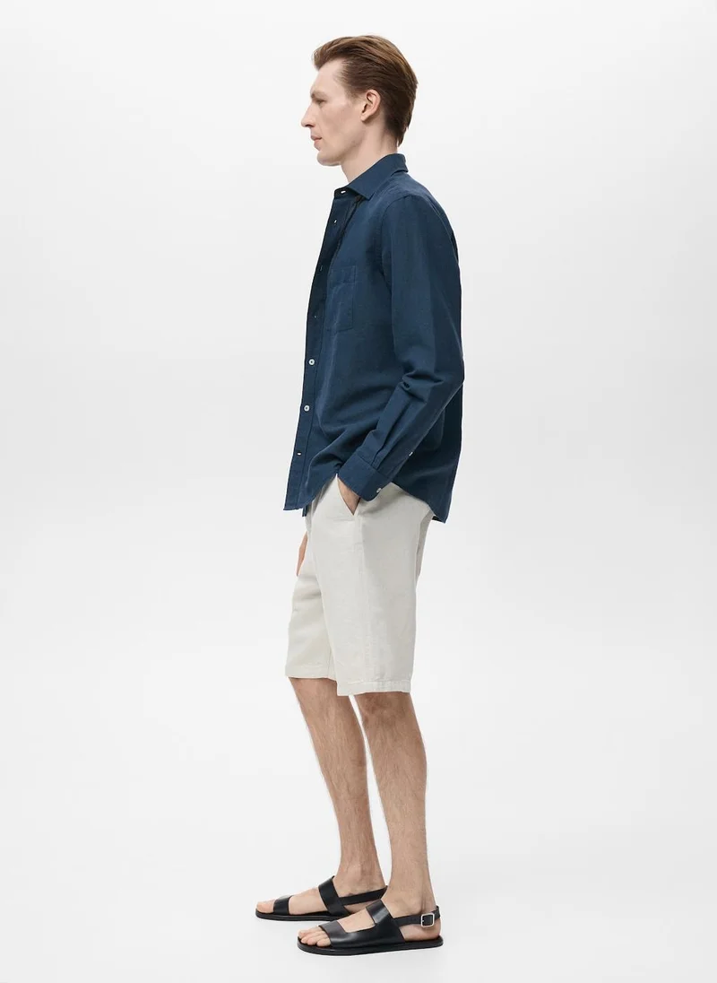Mango Man Pocket Linen Shirt