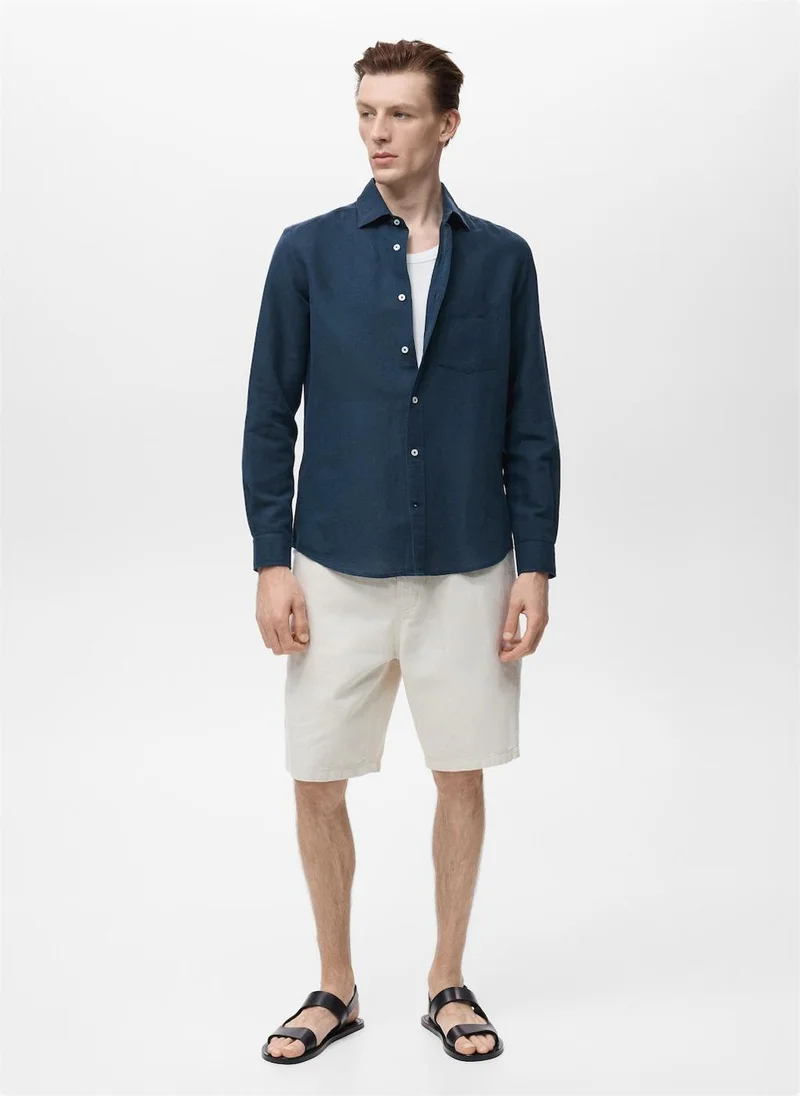 Mango Man Pocket Linen Shirt
