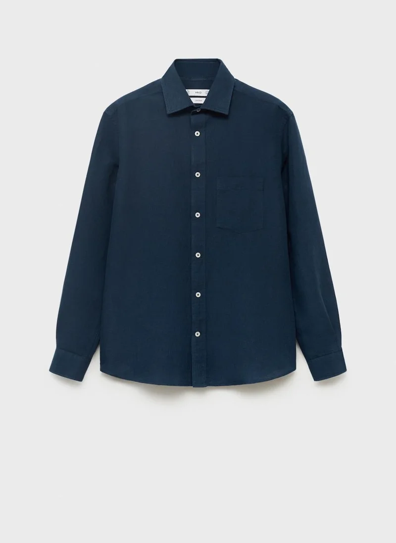 Mango Man Pocket Linen Shirt