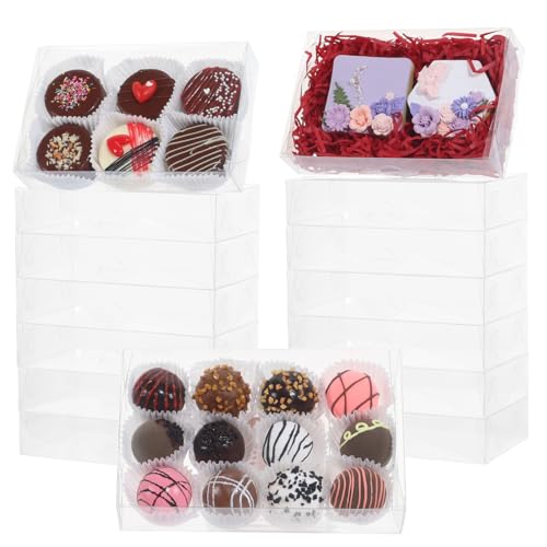 RomanticBaking 50PCS 7 x 4 38 x 1 12 Inch Inch Clear Cookie Boxes Chocolate Truffle Boxes Brownie Box Bakery Pastry Gift Box for Soap DountBrowine CakeTreat Party Favors Christmas - Image 1