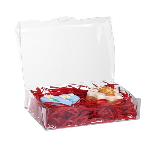 RomanticBaking 50PCS 7 x 4 38 x 1 12 Inch Inch Clear Cookie Boxes Chocolate Truffle Boxes Brownie Box Bakery Pastry Gift Box for Soap DountBrowine CakeTreat Party Favors Christmas - Image 3