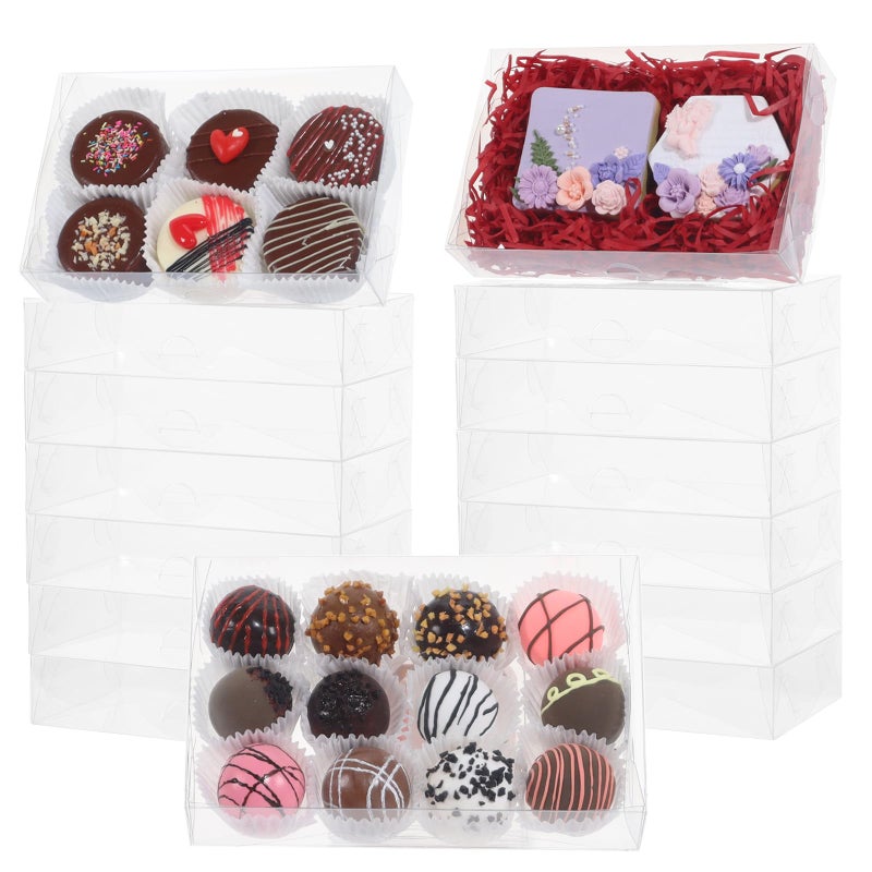 RomanticBaking 50PCS 7 x 4 38 x 1 12 Inch Inch Clear Cookie Boxes Chocolate Truffle Boxes Brownie Box Bakery Pastry Gift Box for Soap DountBrowine CakeTreat Party Favors Christmas - Image 2