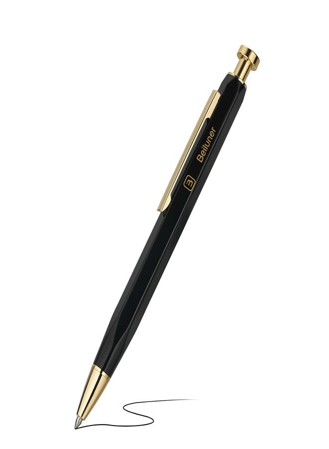 BEILUNER 312 Metal Gel Pen 0.5mm, Hexagonal Design, Black Piano Lacquer with 24K Gold Plated Accents, Includes One Refill, Professional Gel Pen Gift Box Set - Image 1