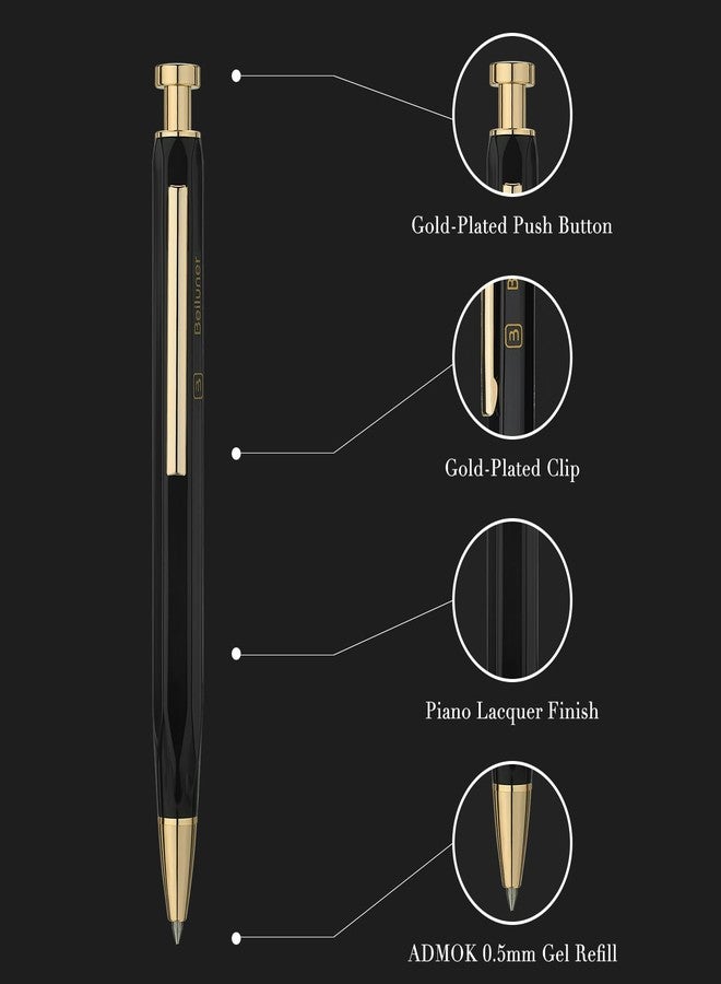 BEILUNER 312 Metal Gel Pen 0.5mm, Hexagonal Design, Black Piano Lacquer with 24K Gold Plated Accents, Includes One Refill, Professional Gel Pen Gift Box Set - Image 3
