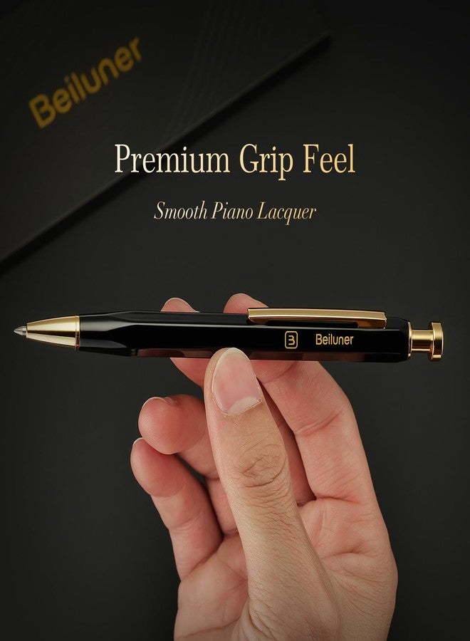 BEILUNER 312 Metal Gel Pen 0.5mm, Hexagonal Design, Black Piano Lacquer with 24K Gold Plated Accents, Includes One Refill, Professional Gel Pen Gift Box Set - Image 5