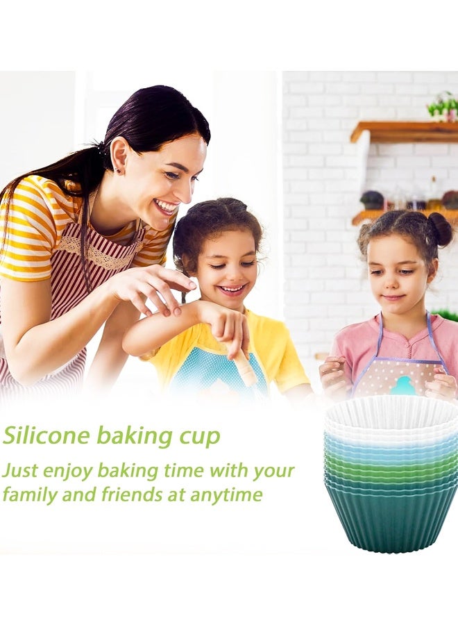 مجموعة من 12 قالب سيليكون للخبز، بطانات غير لاصقة للكعك والكب كيك، حاملات أكواب تغليف للكعك والكب كيك - Image 5