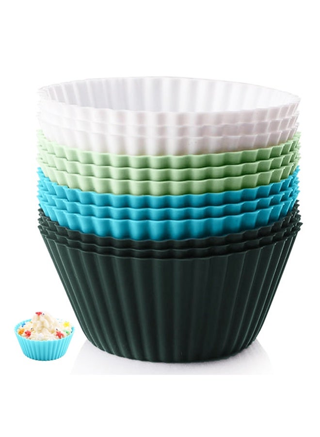 مجموعة من 12 قالب سيليكون للخبز، بطانات غير لاصقة للكعك والكب كيك، حاملات أكواب تغليف للكعك والكب كيك - Image 1