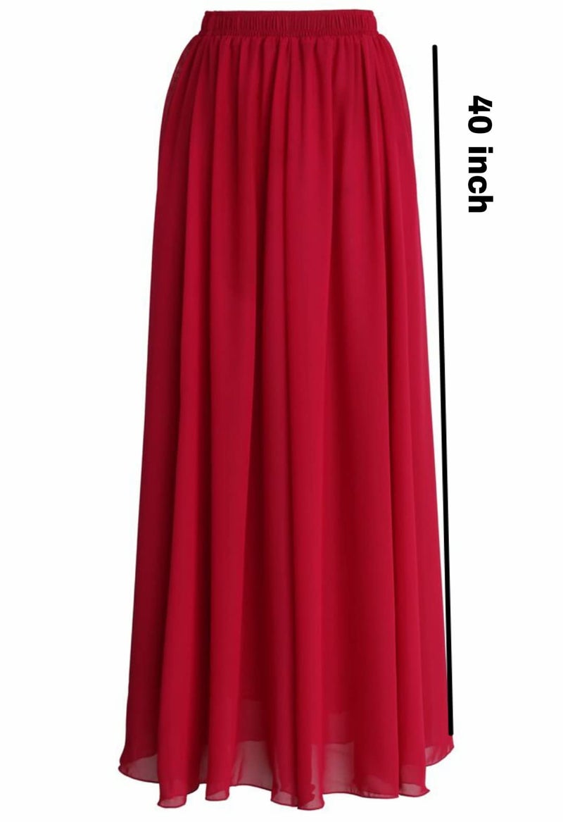 JANAK Georgette Maxi Skirt (Red) - Image 2