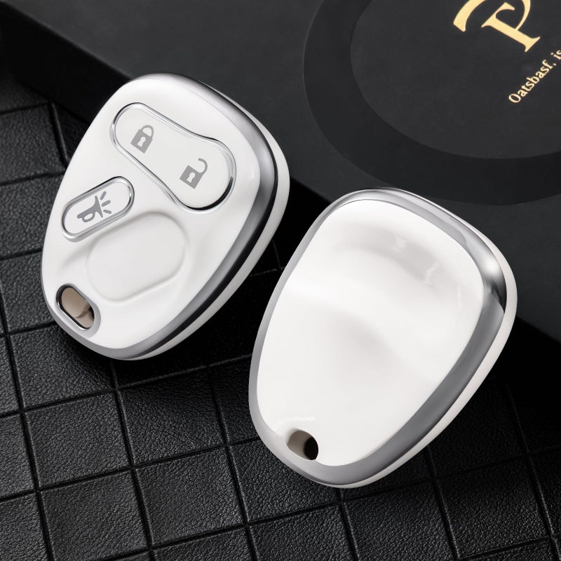 ELOHEI Key Fob Cover for Chevy, Premium Soft Key Fob Case Compatible with 2000-2007 Chevrolet Silverado Avalanche Equinox Suburban S10 Tahoe Trailblazer GMC Envoy Sierra Yukon Buick Rainier(White) - Image 3