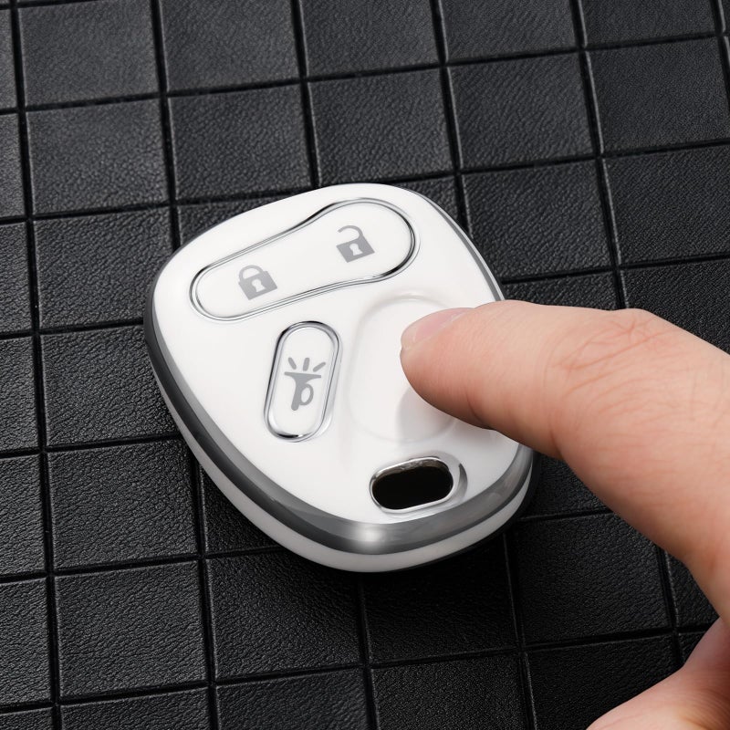 ELOHEI Key Fob Cover for Chevy, Premium Soft Key Fob Case Compatible with 2000-2007 Chevrolet Silverado Avalanche Equinox Suburban S10 Tahoe Trailblazer GMC Envoy Sierra Yukon Buick Rainier(White) - Image 4