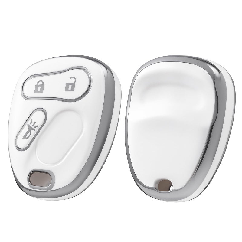 ELOHEI Key Fob Cover for Chevy, Premium Soft Key Fob Case Compatible with 2000-2007 Chevrolet Silverado Avalanche Equinox Suburban S10 Tahoe Trailblazer GMC Envoy Sierra Yukon Buick Rainier(White) - Image 1