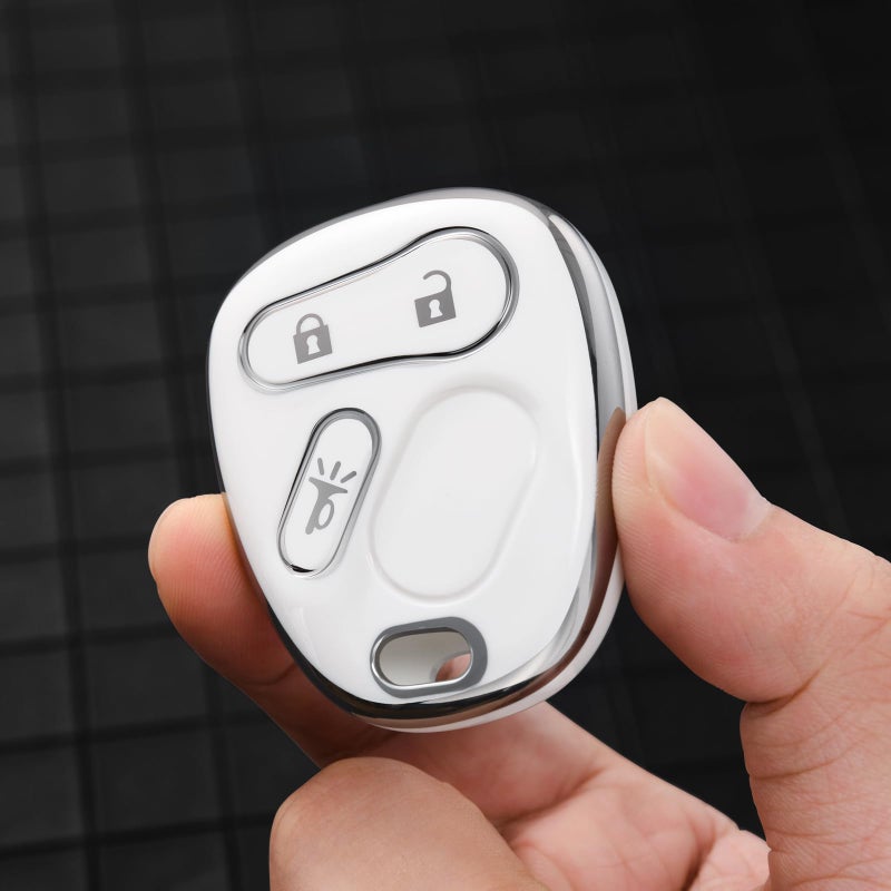 ELOHEI Key Fob Cover for Chevy, Premium Soft Key Fob Case Compatible with 2000-2007 Chevrolet Silverado Avalanche Equinox Suburban S10 Tahoe Trailblazer GMC Envoy Sierra Yukon Buick Rainier(White) - Image 5