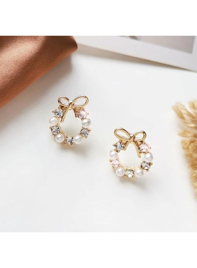 Earrings for Women Girls Clasp  Fashion Color Style Eardrop | Pearl Earrings | Earrings for Women Trendy | Bow Earrings - Image 5