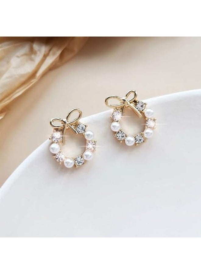 Earrings for Women Girls Clasp  Fashion Color Style Eardrop | Pearl Earrings | Earrings for Women Trendy | Bow Earrings - Image 2
