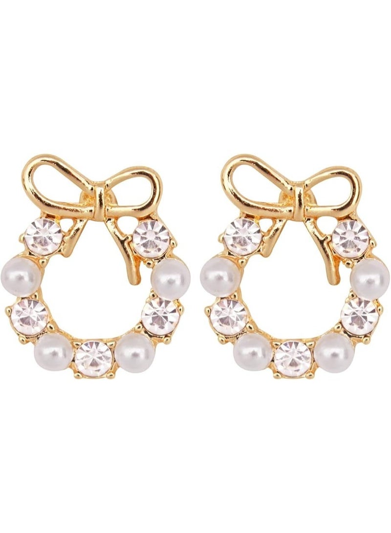Earrings for Women Girls Clasp  Fashion Color Style Eardrop | Pearl Earrings | Earrings for Women Trendy | Bow Earrings - Image 1
