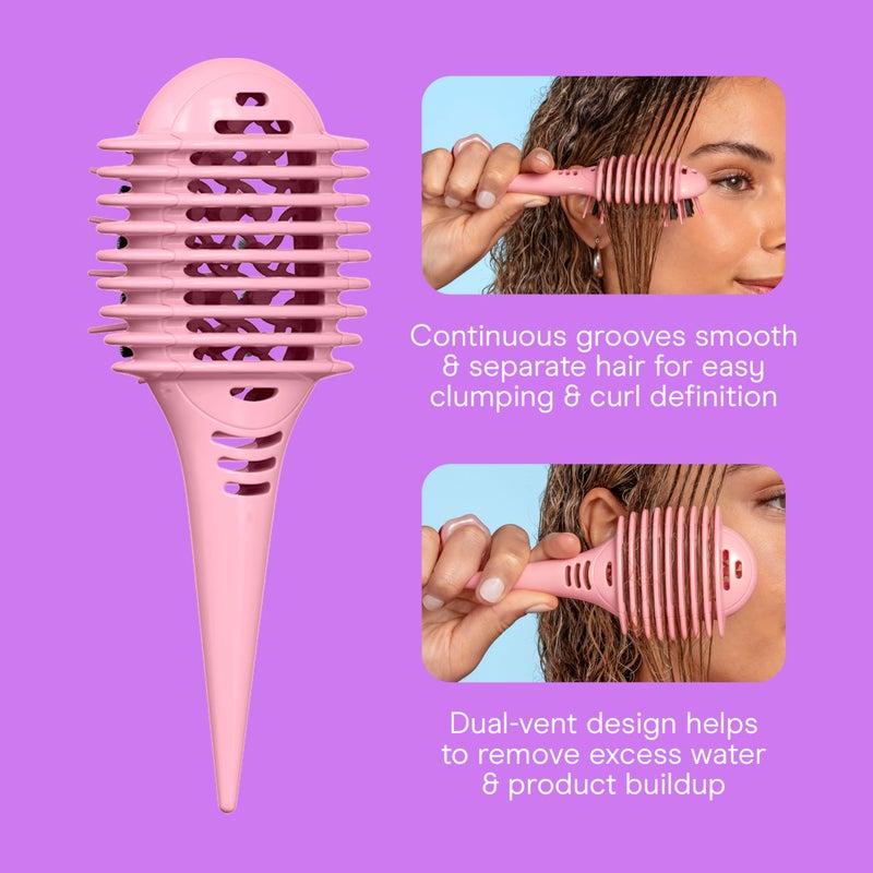 Conair Curl Define Pro Mini Detangler Brush for Tight Curls, Dual-Vent Design Curl Defining Brush with Continuous Grooves, Mixed Bristles for Frizz-Free Detangling, Smoothing, and Definition, Pink - Image 3
