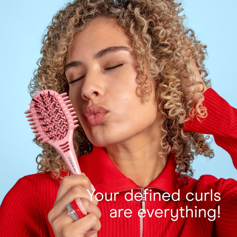 Conair Curl Define Pro Mini Detangler Brush for Tight Curls, Dual-Vent Design Curl Defining Brush with Continuous Grooves, Mixed Bristles for Frizz-Free Detangling, Smoothing, and Definition, Pink - Image 4