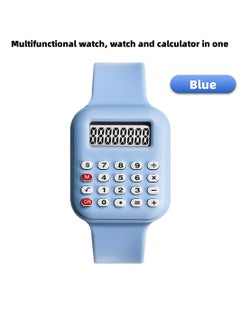 Generic Multifunctional Children's Watch Electronic Calculator Watch Primary School Student Watch Digital Electronic Watch (Blue)  - Image 1
