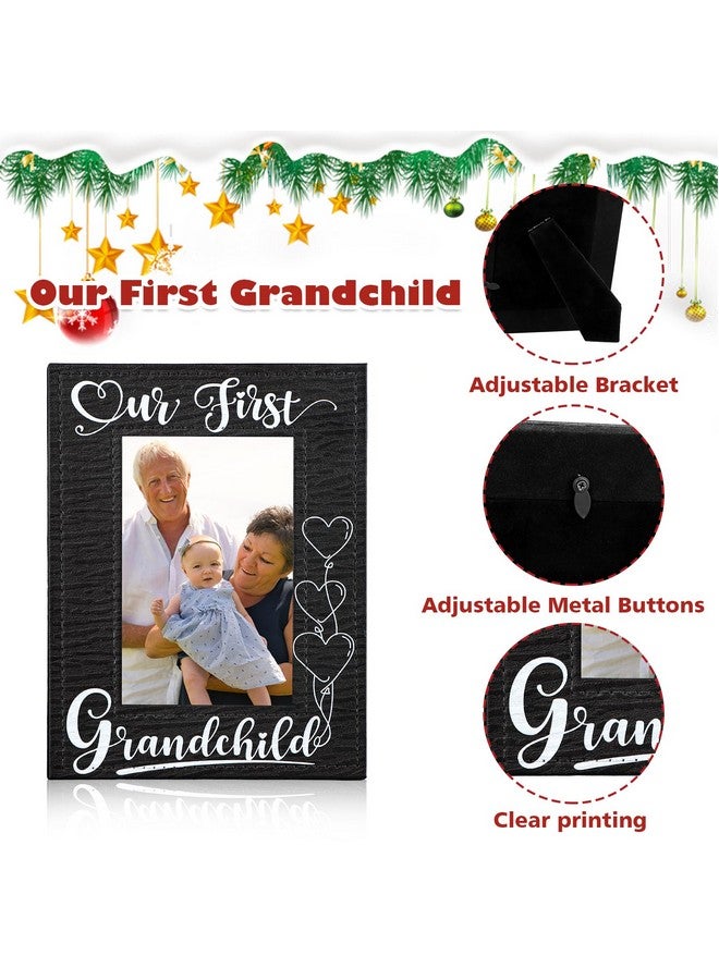 FLYAB First Time Grandparents Picture Frame - Our First Grandchild Leather Photoframe for New Grandparents Christmas Gifts for First Time Grandma Picture Frame Grandparents' Day Gifts - Image 4