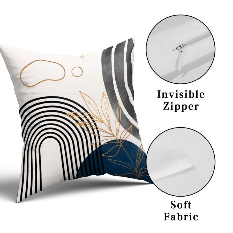 DZGlobal Grey and Blue Throw Pillows Boho Pillow Covers 20x20 Abstract Geometric Pillow Covers Mid Century Modern Decor for Sofa Bed Living Room Couch Set of 4 - Image 3