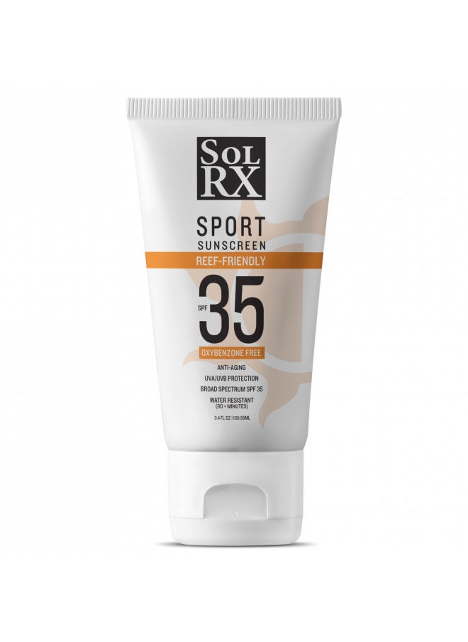 SolRX SPORT SPF 35 Sunscreen, Reef Friendly, Oxybenzone Free, Fragrance Free