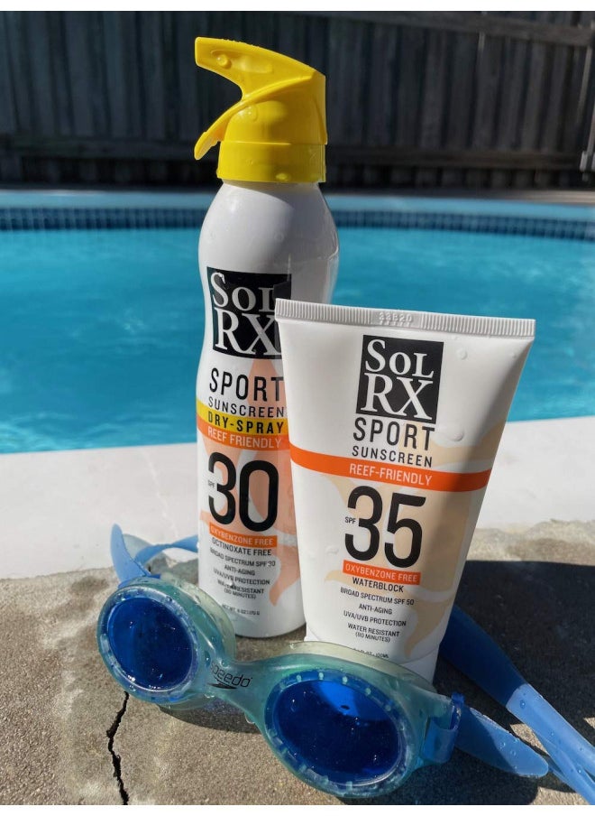 SolRX SPORT SPF 35 Sunscreen, Reef Friendly, Oxybenzone Free, Fragrance Free