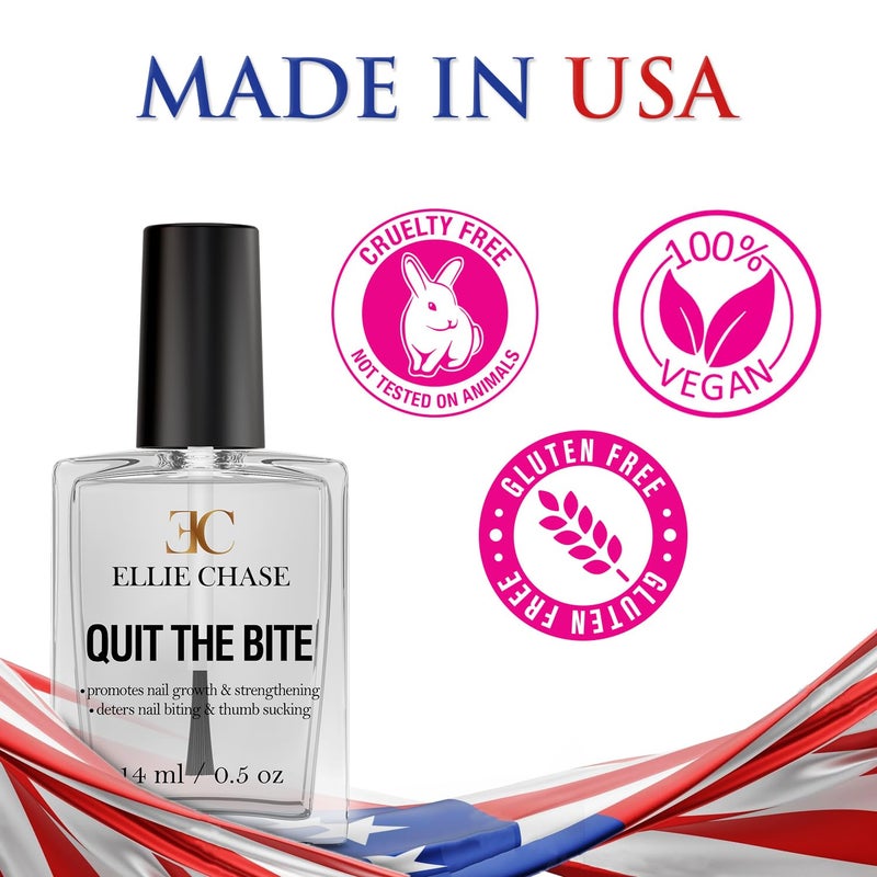 Ellie Chase Stop Nail Biting Deterrent Treatment Polish Extra Bitter Taste 0.5 Oz | Stop Putting Fingers In Your Mouth | Safe For Adults & Kids | Helps Nail Growth Made in USA | DBP Free, TPHP Free - Image 5