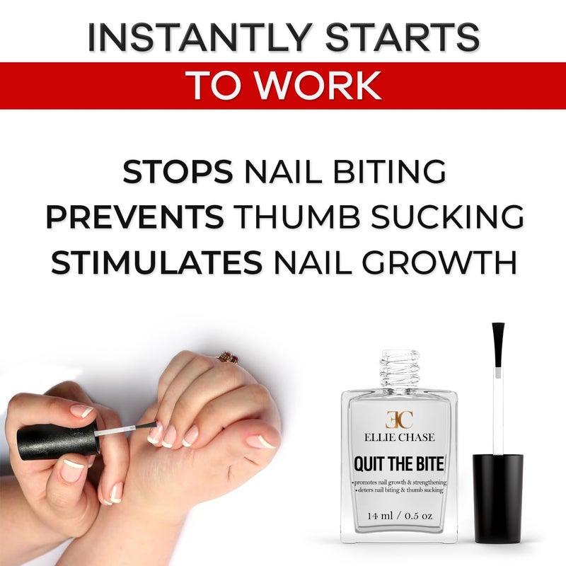 Ellie Chase Stop Nail Biting Deterrent Treatment Polish Extra Bitter Taste 0.5 Oz | Stop Putting Fingers In Your Mouth | Safe For Adults & Kids | Helps Nail Growth Made in USA | DBP Free, TPHP Free - Image 3