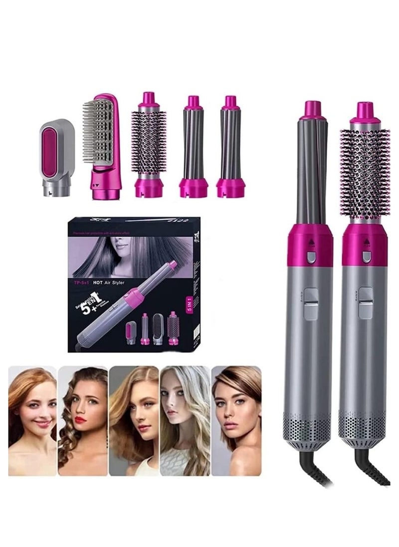 Generic 5 in 1 Hair Curlers Rollers, Hair Curling Wand Detachable Styler, Negative Ion Straightener Hair Curler for Straightening Curling Drying Combing Scalp Massage Styling  - Image 1