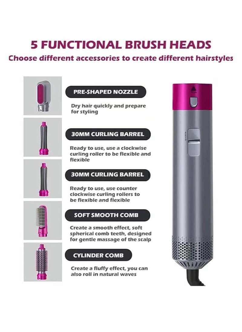 Generic 5 in 1 Hair Curlers Rollers, Hair Curling Wand Detachable Styler, Negative Ion Straightener Hair Curler for Straightening Curling Drying Combing Scalp Massage Styling  - Image 4