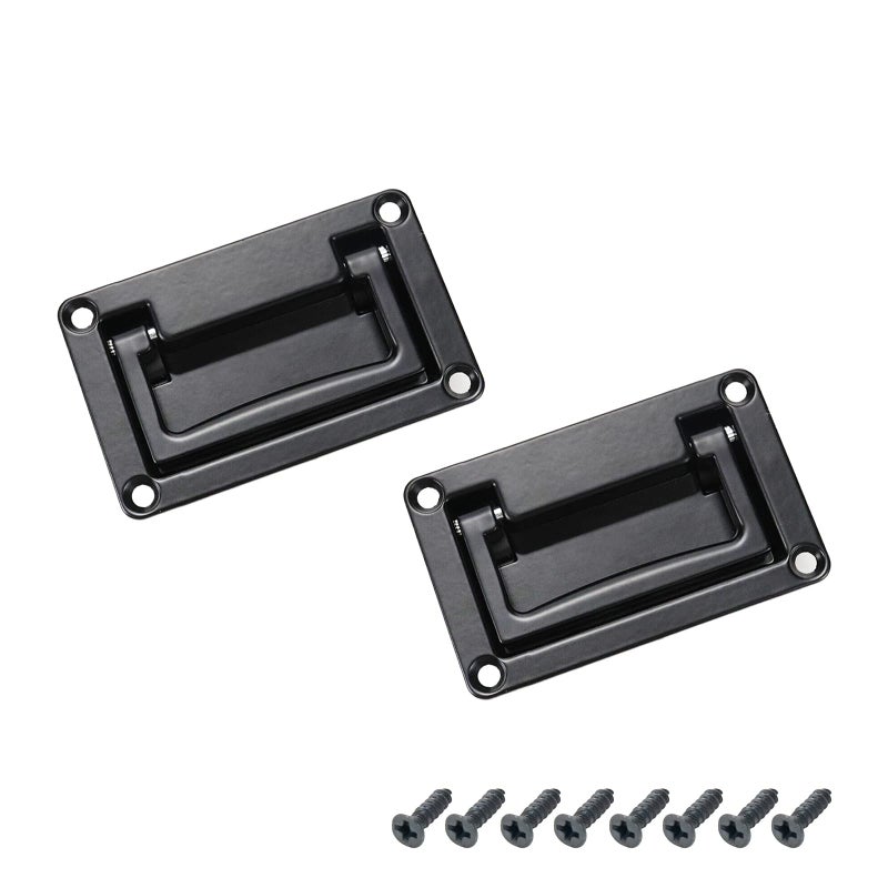 Tsnamay مقبض سحب غائر أسود من تسناماي، قطعتان، مصنوع من سبائك الزنك، مقبض باب غائر لرفع الباب، مقبض شديد التحمل لصندوق الأدوات، 95 × 60 مم - Image 1