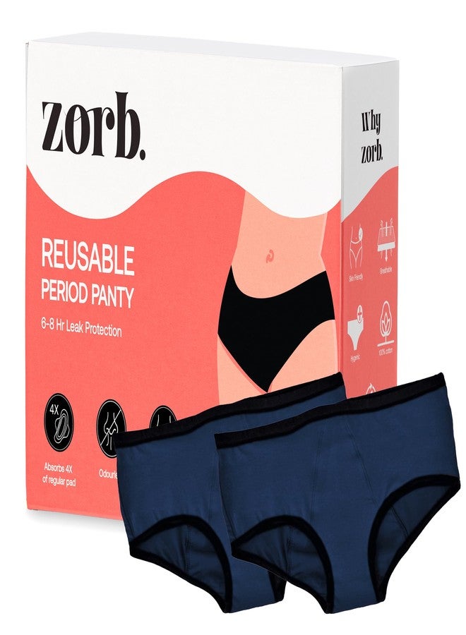 Zorb. Women Cotton Reusable Period Panty | Comfortable Period Panties Leak Proof | Absorbs Heavy Flow 4X of Sanitary Pad Blue, Medium (PO2) - Image 1