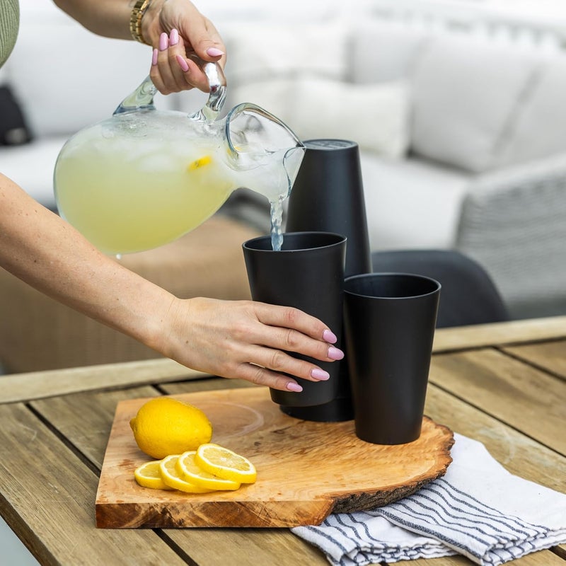 Grow Forward Premium Wheat Straw Cups  20 oz Unbreakable BPA Free Hard Plastic Cups  Reusable Lightweight Plastic Drinking Glasses for Kitchen Outdoor Water Camping RV  Midnight - Image 2