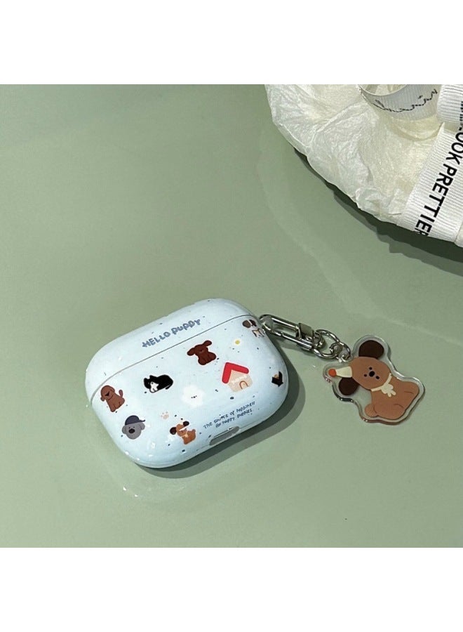 Splash Ink Blue Dog House AirpodsPro2 Earphone Shell For Apple 2/3 Generation Wireless Bluetooth Protective Cover-Color:Splash Ink House Puppy + Ring On Blue Background-Applicable Models:Airpods Pro - Image 3