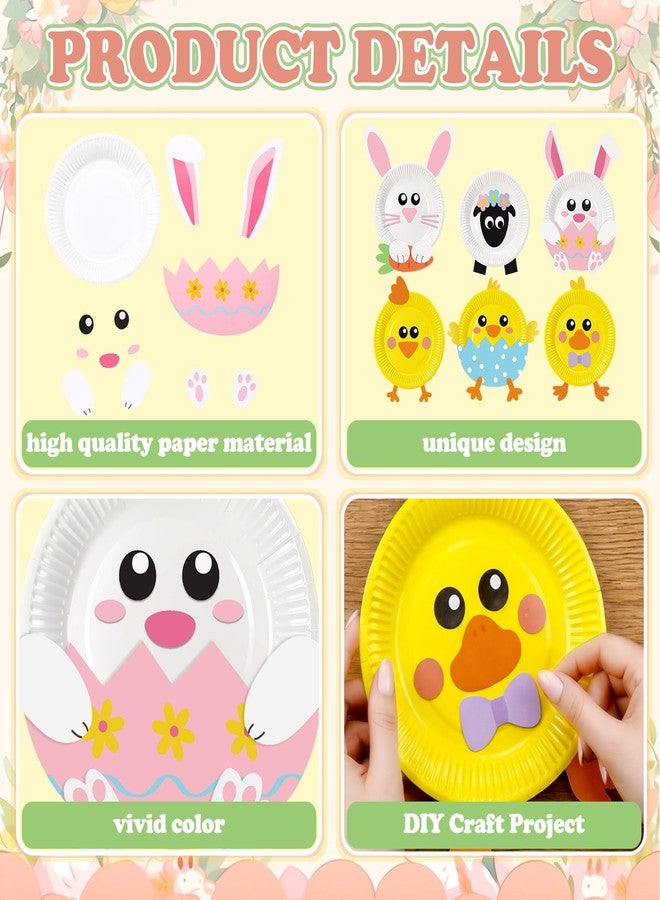 Motipuns 24 Sets Easter Animal Art and Craft Kit DIY Paper Plates with Stickers Spring Easter Bunny Rabbit Chick Sheep Plates Make Your Own Craft Gift for Activities Birthday Party Favor Supplies - Image 4