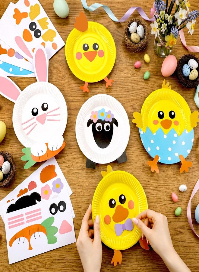 Motipuns 24 Sets Easter Animal Art and Craft Kit DIY Paper Plates with Stickers Spring Easter Bunny Rabbit Chick Sheep Plates Make Your Own Craft Gift for Activities Birthday Party Favor Supplies - Image 3