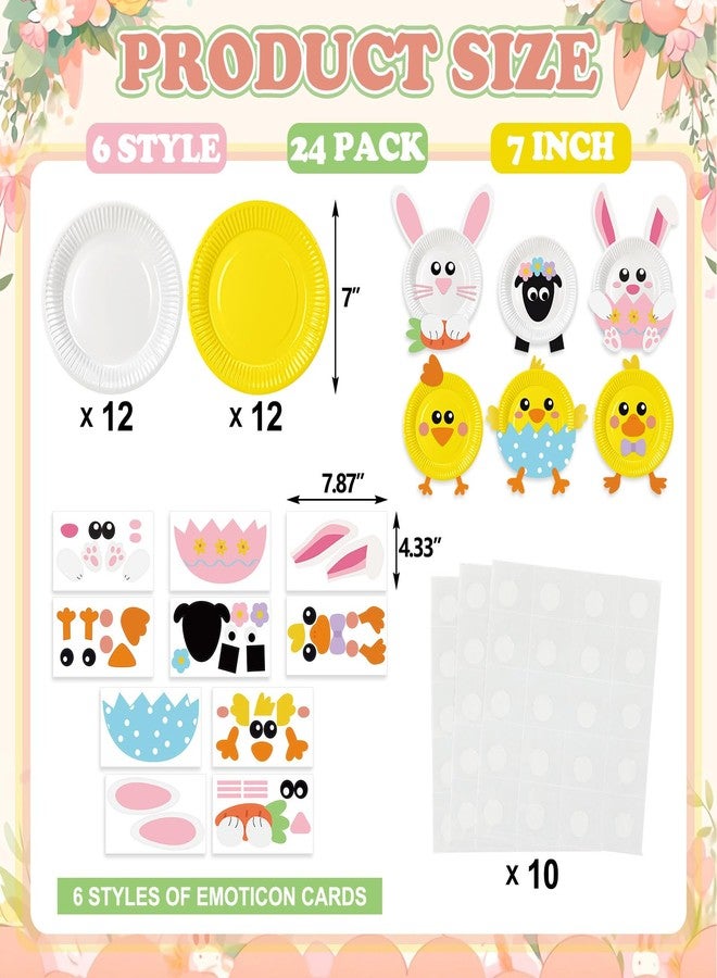 Motipuns 24 Sets Easter Animal Art and Craft Kit DIY Paper Plates with Stickers Spring Easter Bunny Rabbit Chick Sheep Plates Make Your Own Craft Gift for Activities Birthday Party Favor Supplies - Image 2