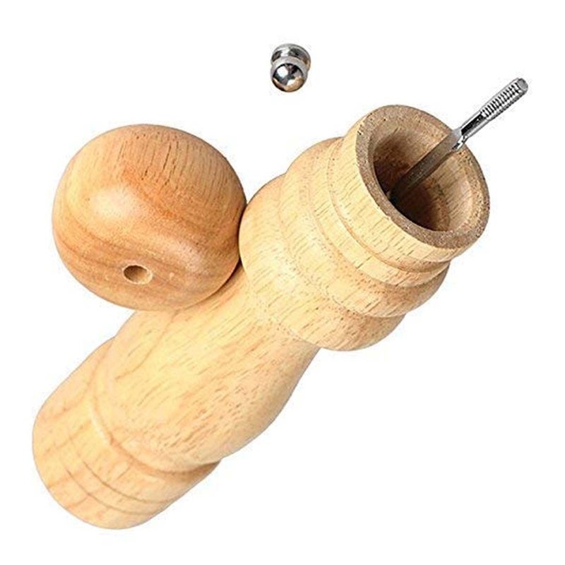 Avenn Manual Wooden SaltPepper Grinder Mixer Spice Seasoning Mill Sprinkler Ceramic Crusher for Kitchen with Wood Refillable Fine Paper Grinding Adjustable Coarseness Setting Steel Mechanism 8 Inch - Image 2