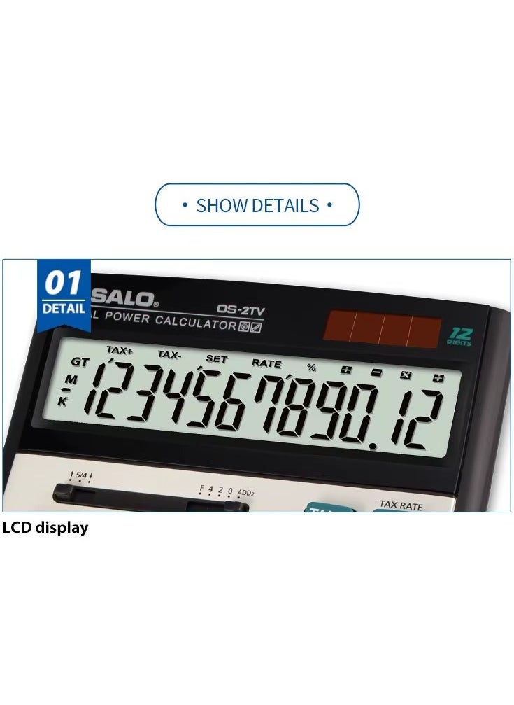 OSALO - Calculator,Desk Calculator With Large Display,Big Button Office Calculators,Smart Calculators,Tax Rate Calculator,Financial Accounting Calculator,Solar Calculator - Image 1