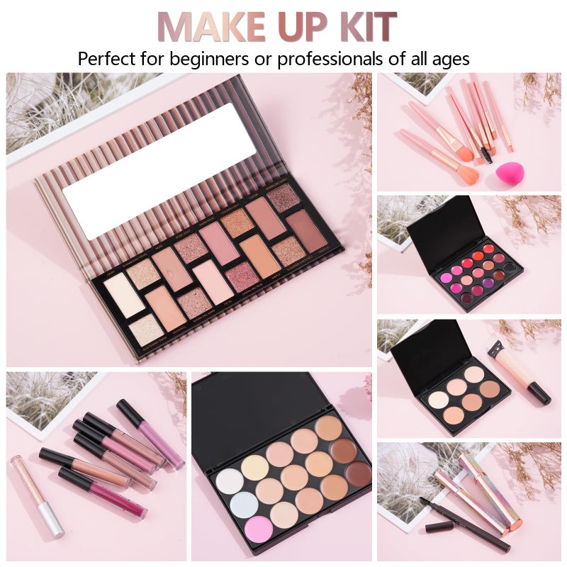 Moobirlet Makeup Kit For Girls Gift, Make up Kit For Women Full Kit Includes Sponge Eyeshadow Liquid Lipstick Concealer Eyeliner Eyebrow Makeup Bag - Image 3