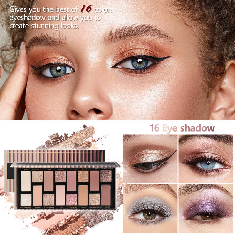 Moobirlet Makeup Kit For Girls Gift, Make up Kit For Women Full Kit Includes Sponge Eyeshadow Liquid Lipstick Concealer Eyeliner Eyebrow Makeup Bag - Image 4