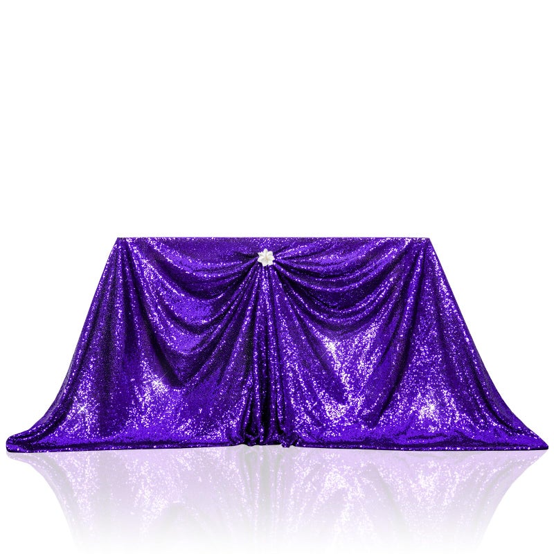 PartyDelight Purple Sequin Tablecloth Rectangle 60x102 Shimmer Table Cloths Sparkle Glitter Decorations