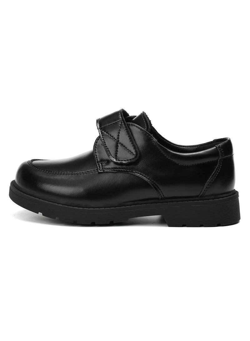 SKY VIEW Boys School Uniform Shoes Kids Hook And Loop Oxford Church Dress Shoes Slip-On Faux-Leather Loafer Black(Toddler-Big Kid) - Image 2