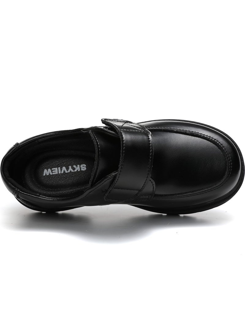SKY VIEW Boys School Uniform Shoes Kids Hook And Loop Oxford Church Dress Shoes Slip-On Faux-Leather Loafer Black(Toddler-Big Kid) - Image 3